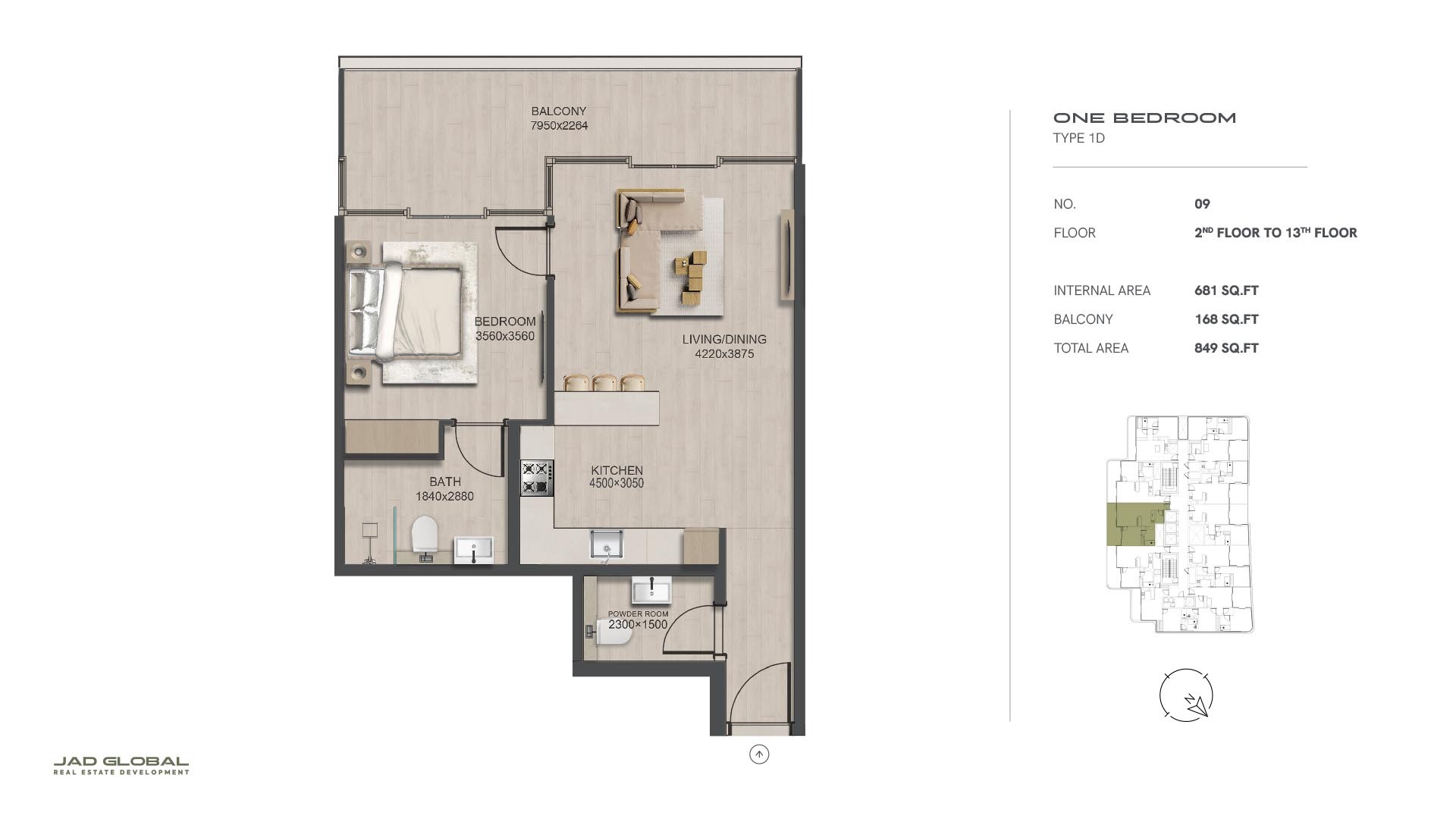 Jad J188 1 Bed Layout