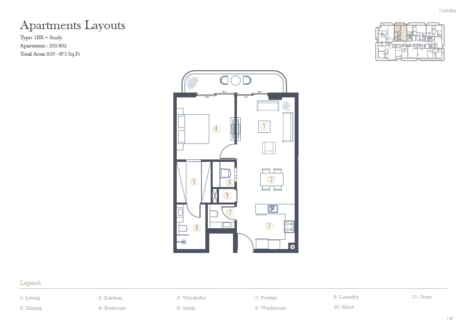 Jaiedco Liora Residences 1 Bed Layout