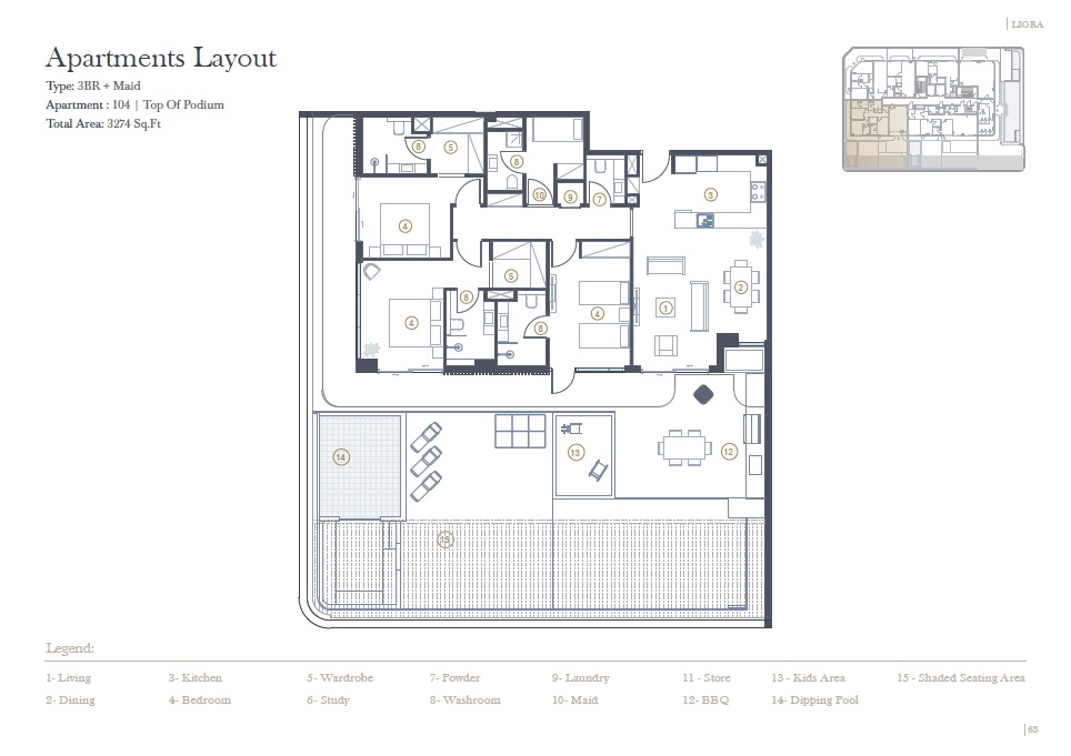 Jaiedco Liora Residences 3 Beds Layout
