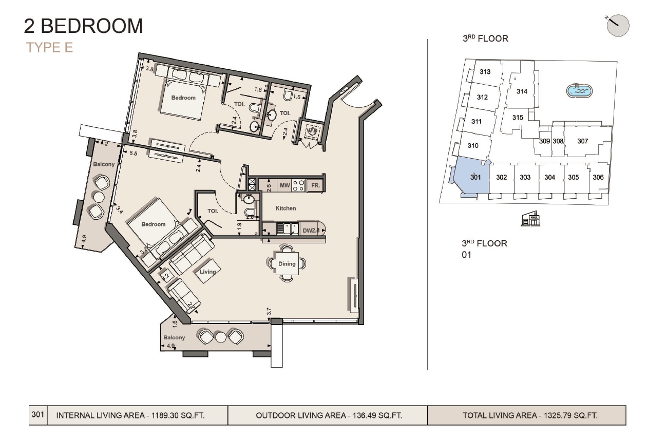 2 Beds 1326 Sq. Ft. Apartment in Jaiedco Mass Residence