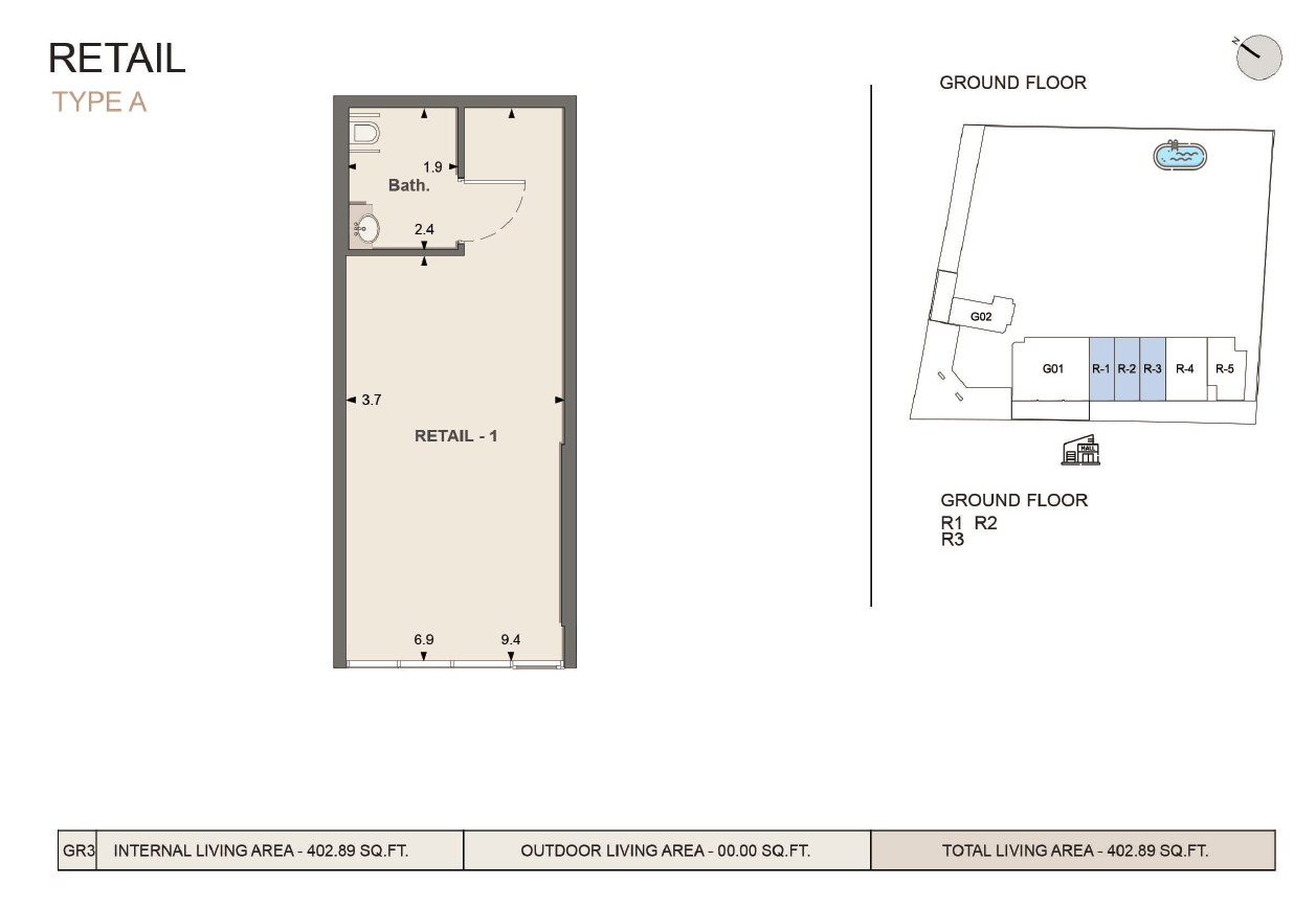 403 Sq. Ft. Retail Shop in Jaiedco Mass Residence