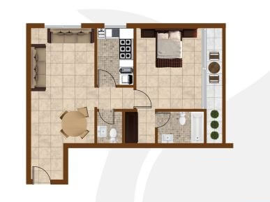 K1 Residence 1 Bed Layout