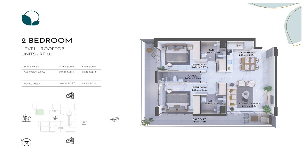 Karma Olivia Residences 2 Beds Layout