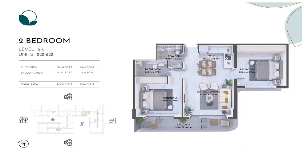 Karma Olivia Residences 2 Beds Layout
