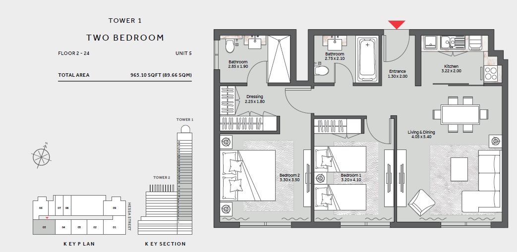 2 Beds 965 Sq. Ft. Apartment in Khamas Marriott Residences
