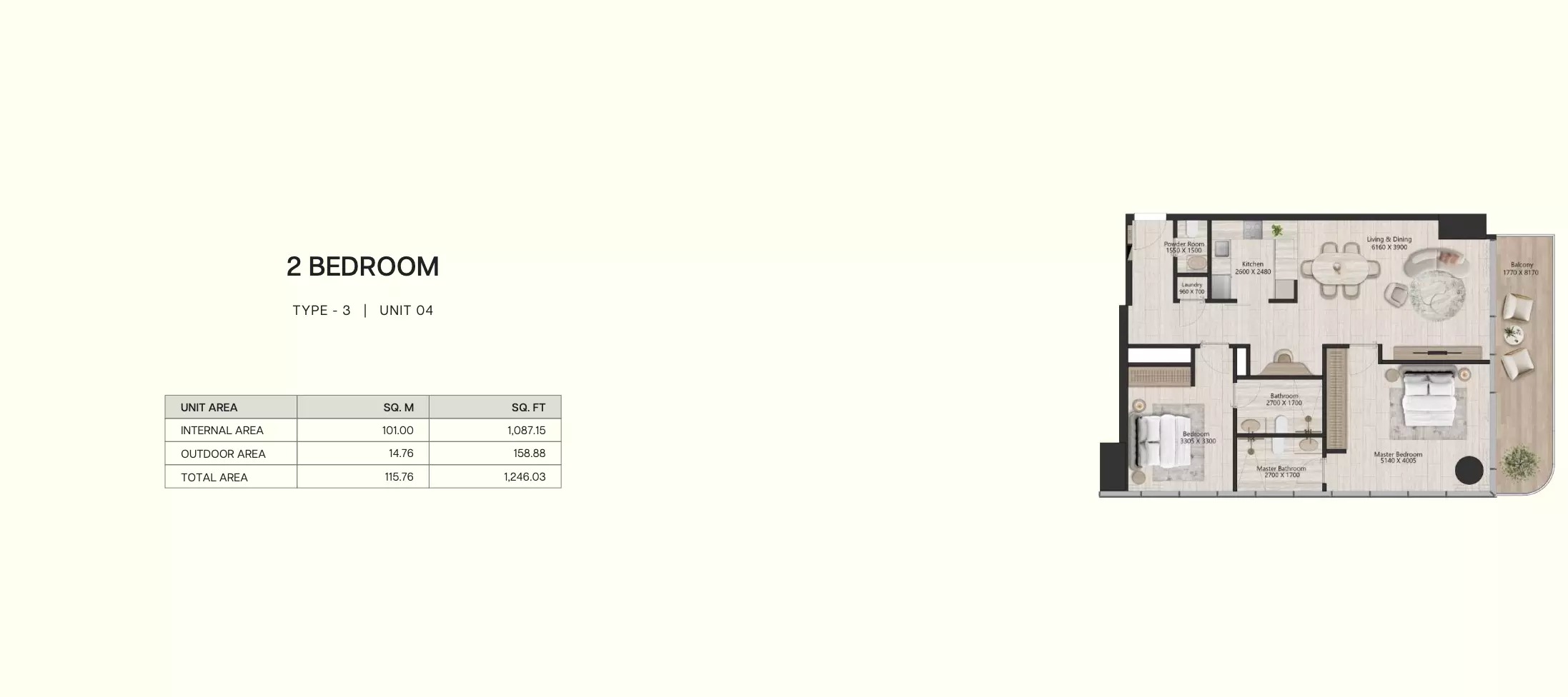 2 Beds 1246 Sq. Ft. Apartment in Kora IL Vento