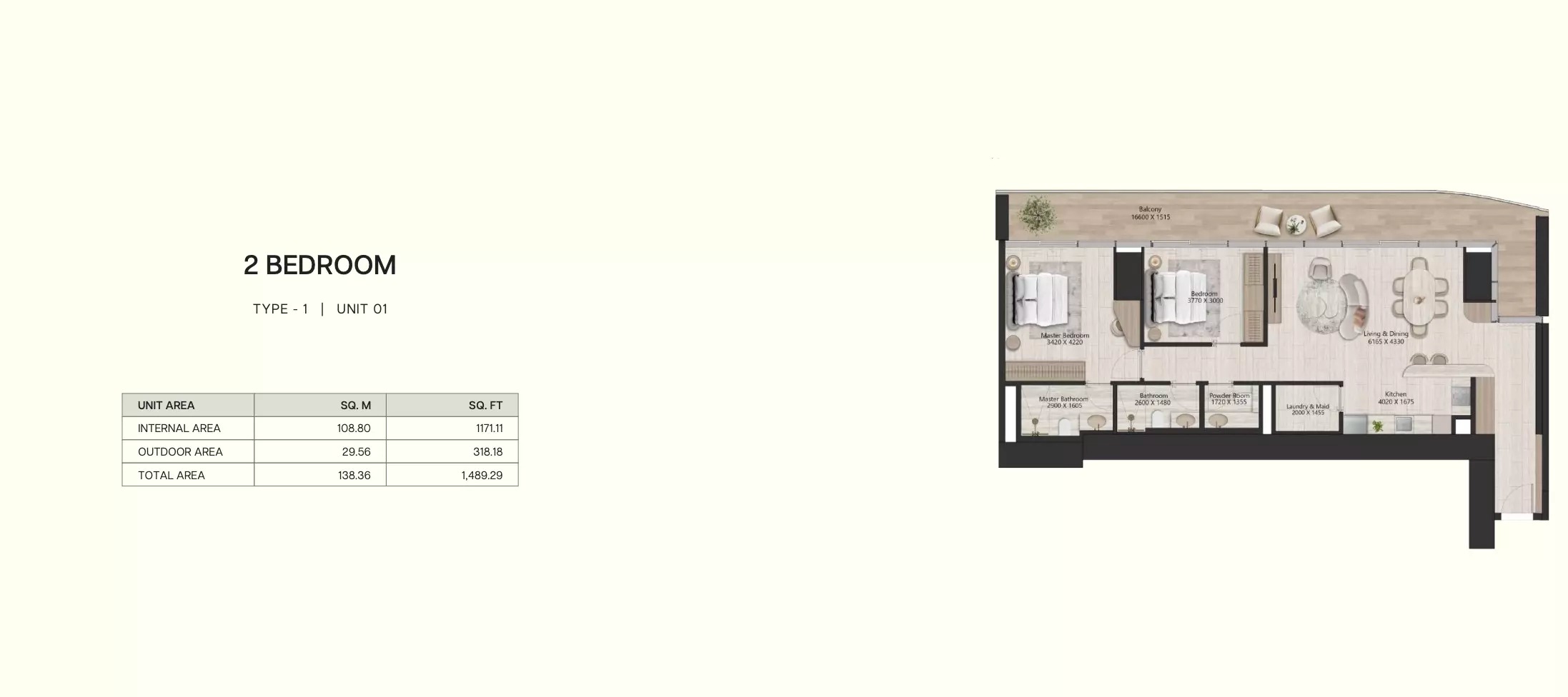 2 Beds 1489 Sq. Ft. Apartment in Kora IL Vento