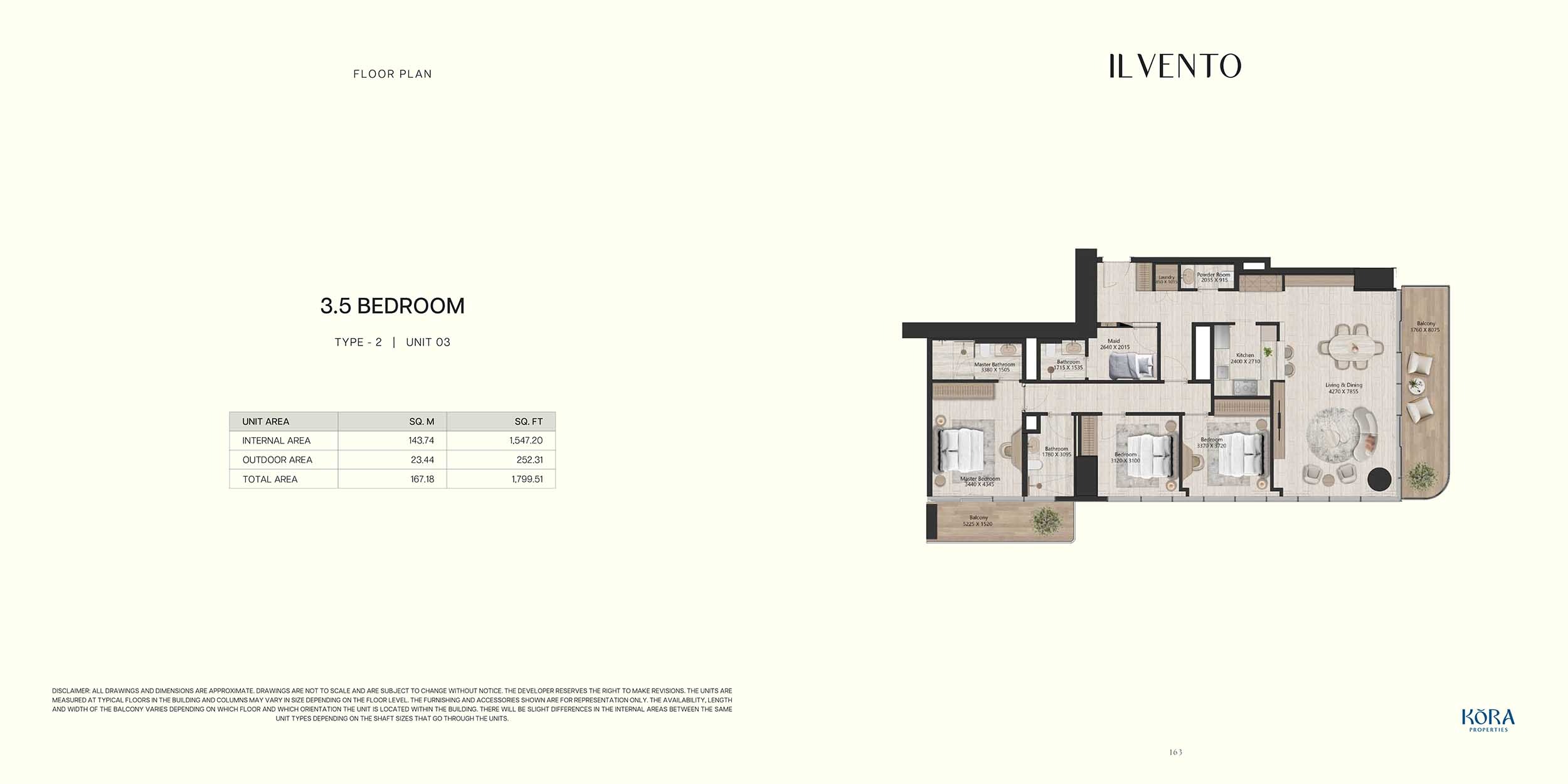 3 Beds 1799 Sq. Ft. Apartment in Kora IL Vento