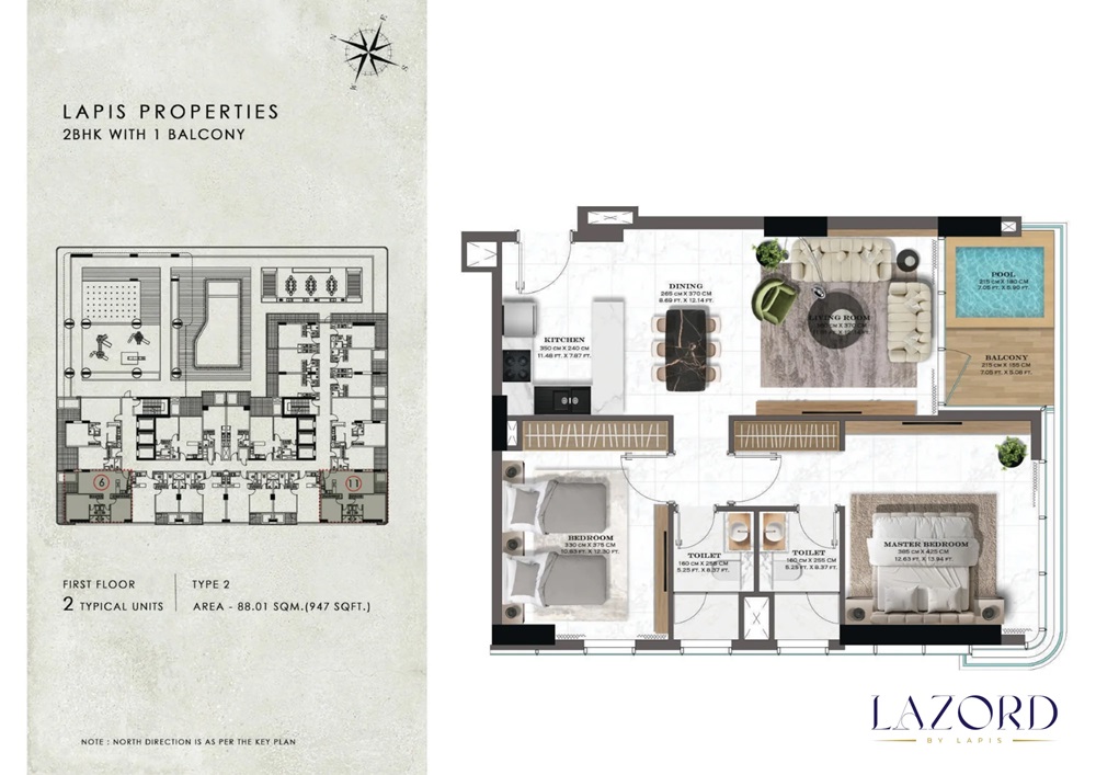 Lapis Lazord 2 Beds Layout