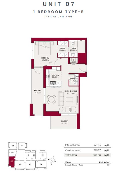 LEOS Hadley Heights 1 Bed Layout