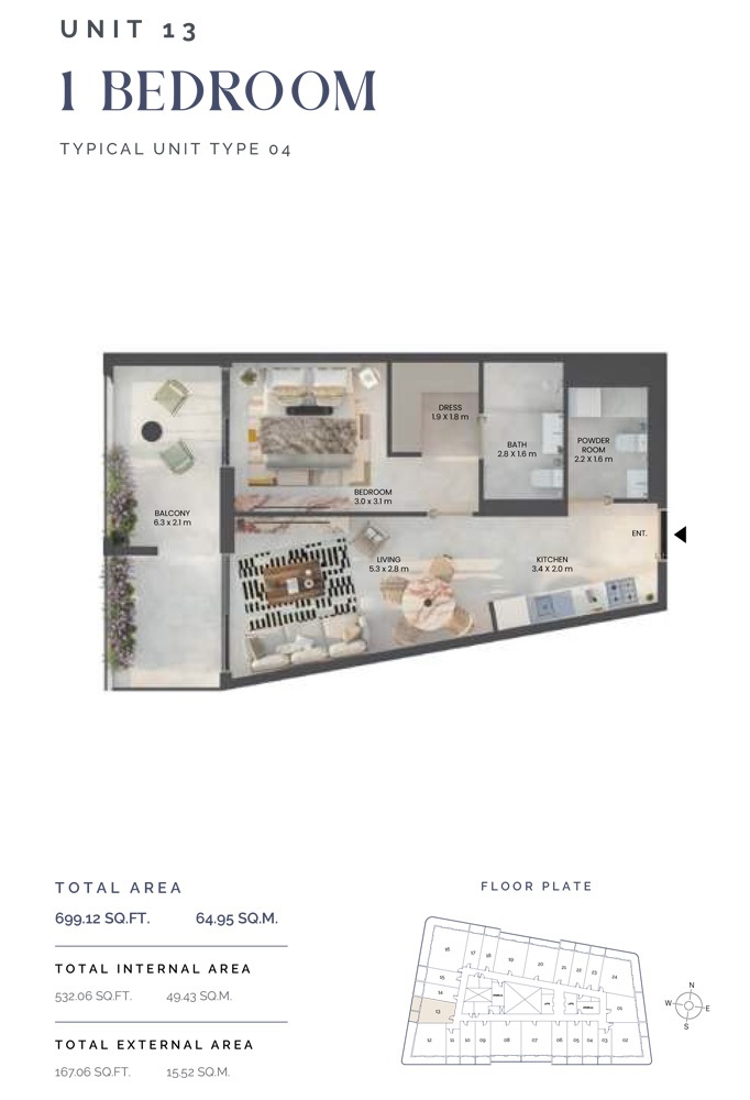 LEOS Weybridge Gardens 2 1 Bed Layout