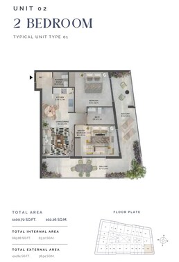 2 Beds 1100 Sq. Ft. Apartment in LEOS Weybridge Gardens 2