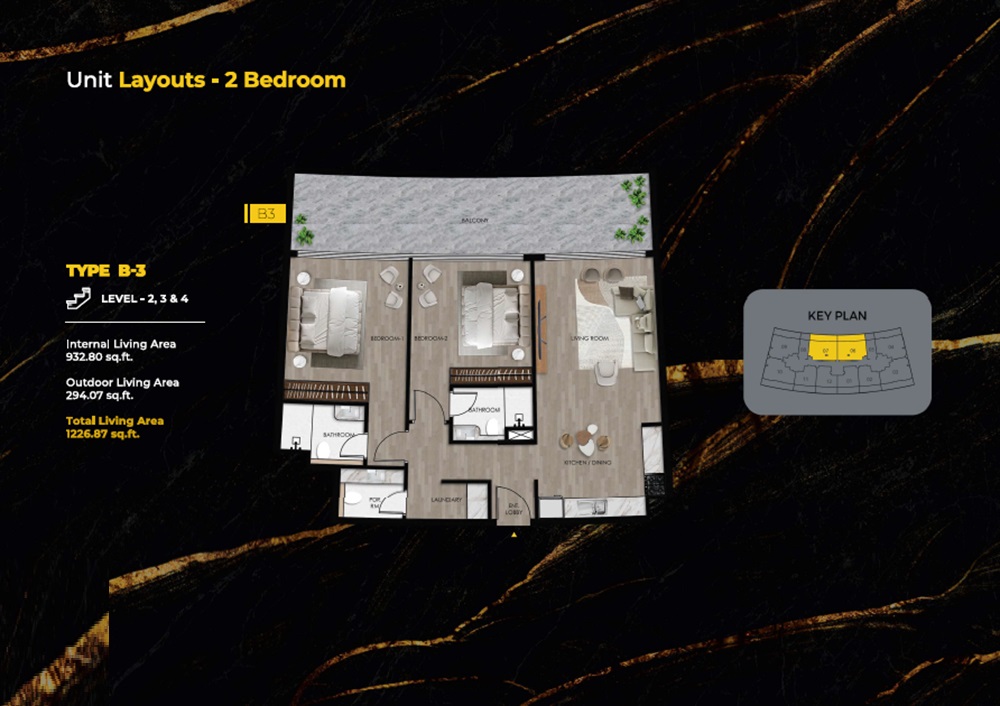 Lincoln Star Residence 2 Beds Layout