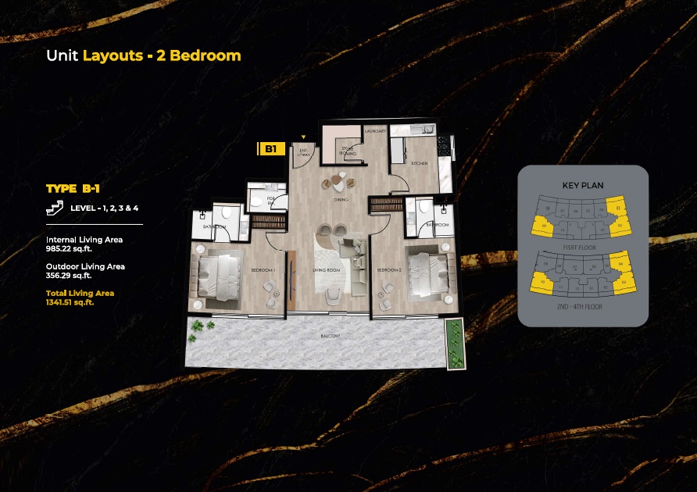 Lincoln Star Residence 2 Beds Layout
