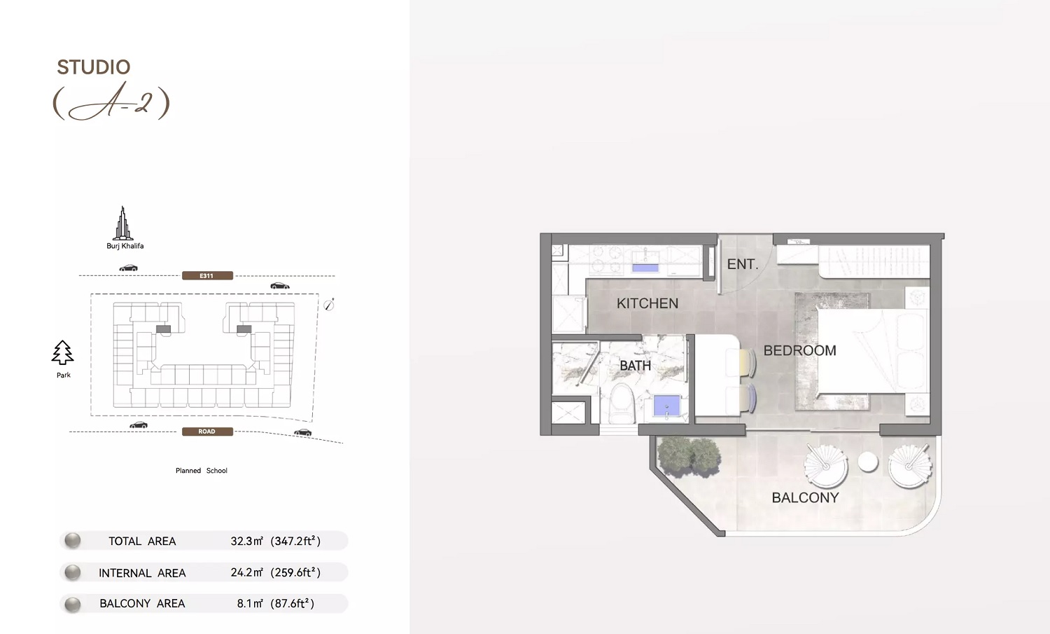 347 Sq. Ft. Studio in Lion Listone Residence