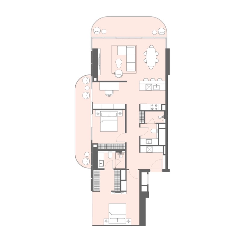 LIV Maritime 2 Beds Layout