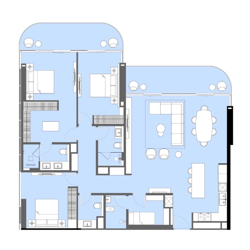 LIV Maritime 3 Beds Layout