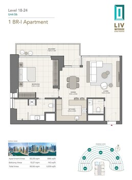 1 Bed 1029 Sq. Ft. Apartment in LIV Waterside