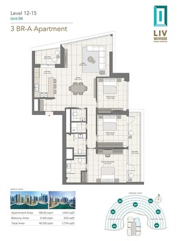 3 Beds 1734 Sq. Ft. Apartment in LIV Waterside