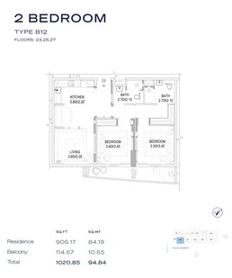 2 Beds 1021 Sq. Ft. Apartment in LMD The Pier Residence