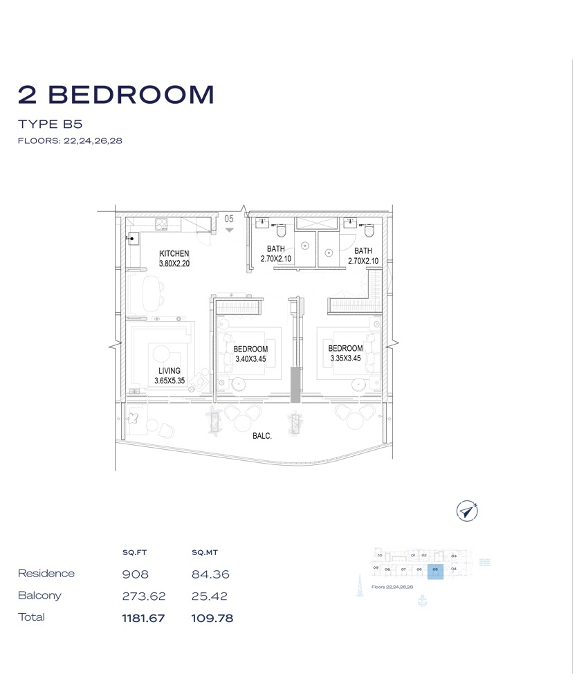 2 Beds 1182 Sq. Ft. Apartment in LMD The Pier Residence