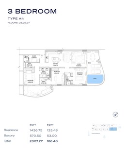 3 Beds 2007 Sq. Ft. Apartment in LMD The Pier Residence