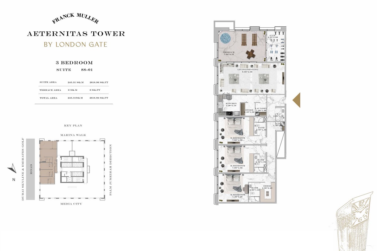 London Franck Muller Aeternitas Tower 3 Beds Layout
