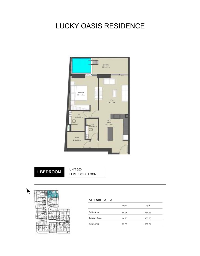 1 Bed 888 Sq. Ft. Apartment in Lucky Oasis Residence