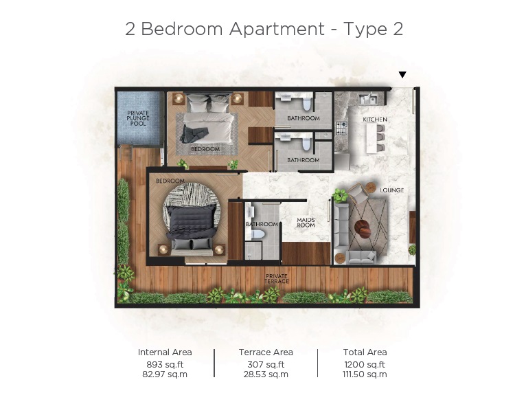 Lucky Royale Residence 2 Beds Layout