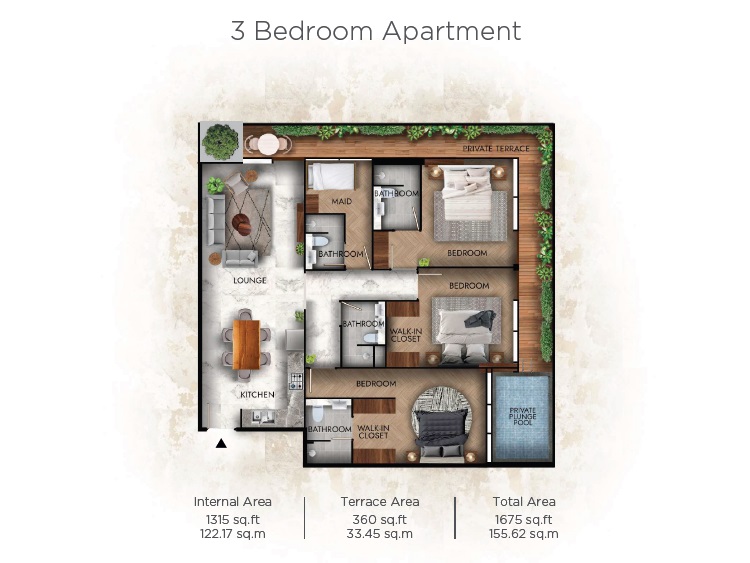 Lucky Royale Residence 3 Beds Layout