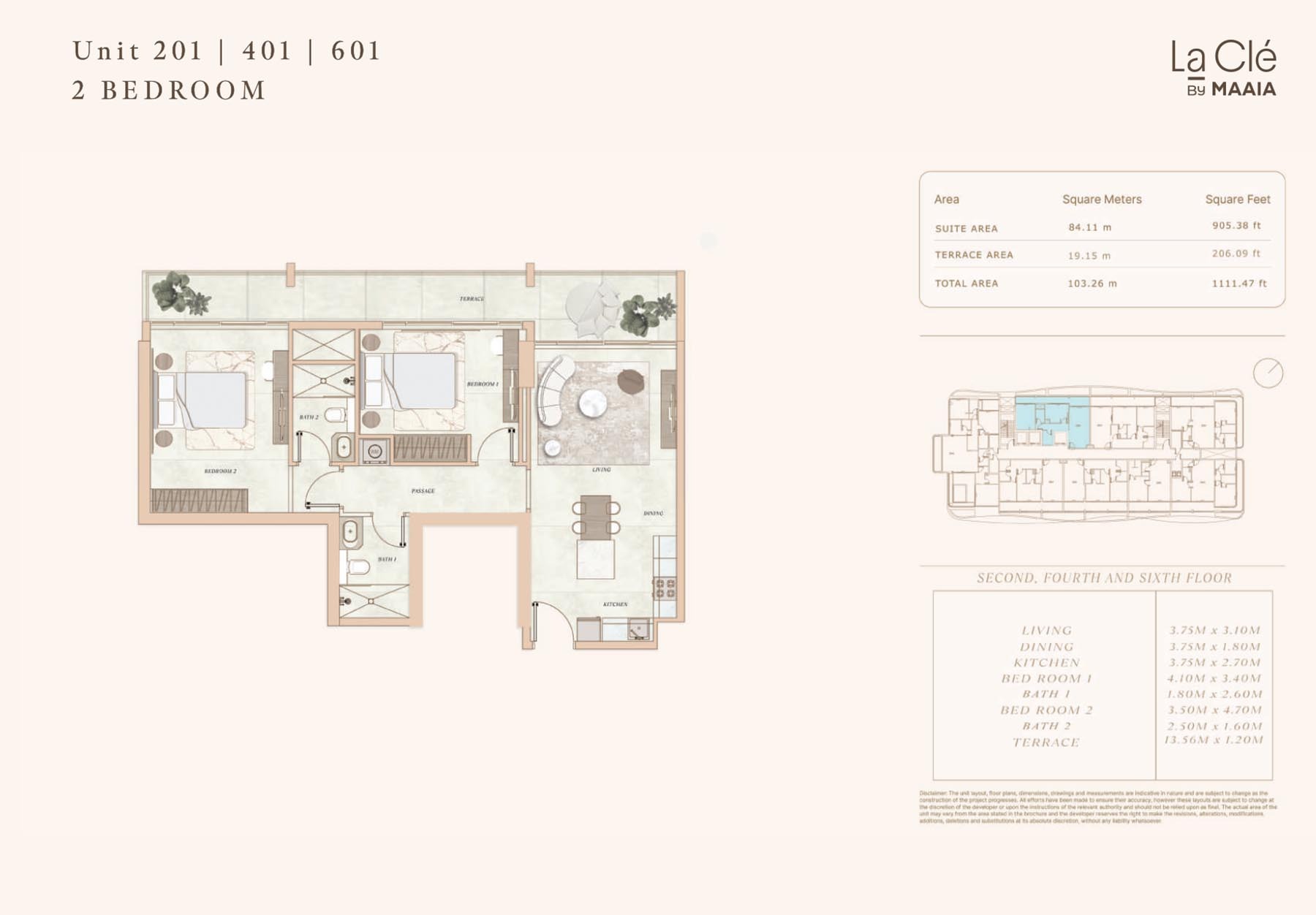 2 Beds 1111 Sq. Ft. Apartment in Maaia La Cle
