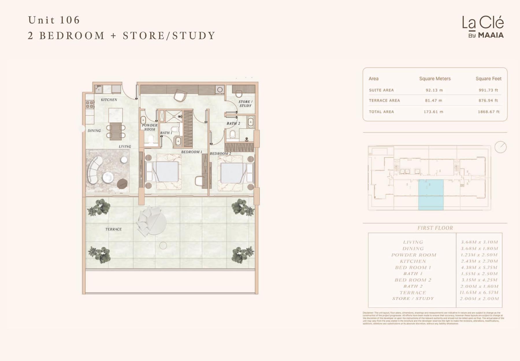 2 Beds 1869 Sq. Ft. Apartment in Maaia La Cle
