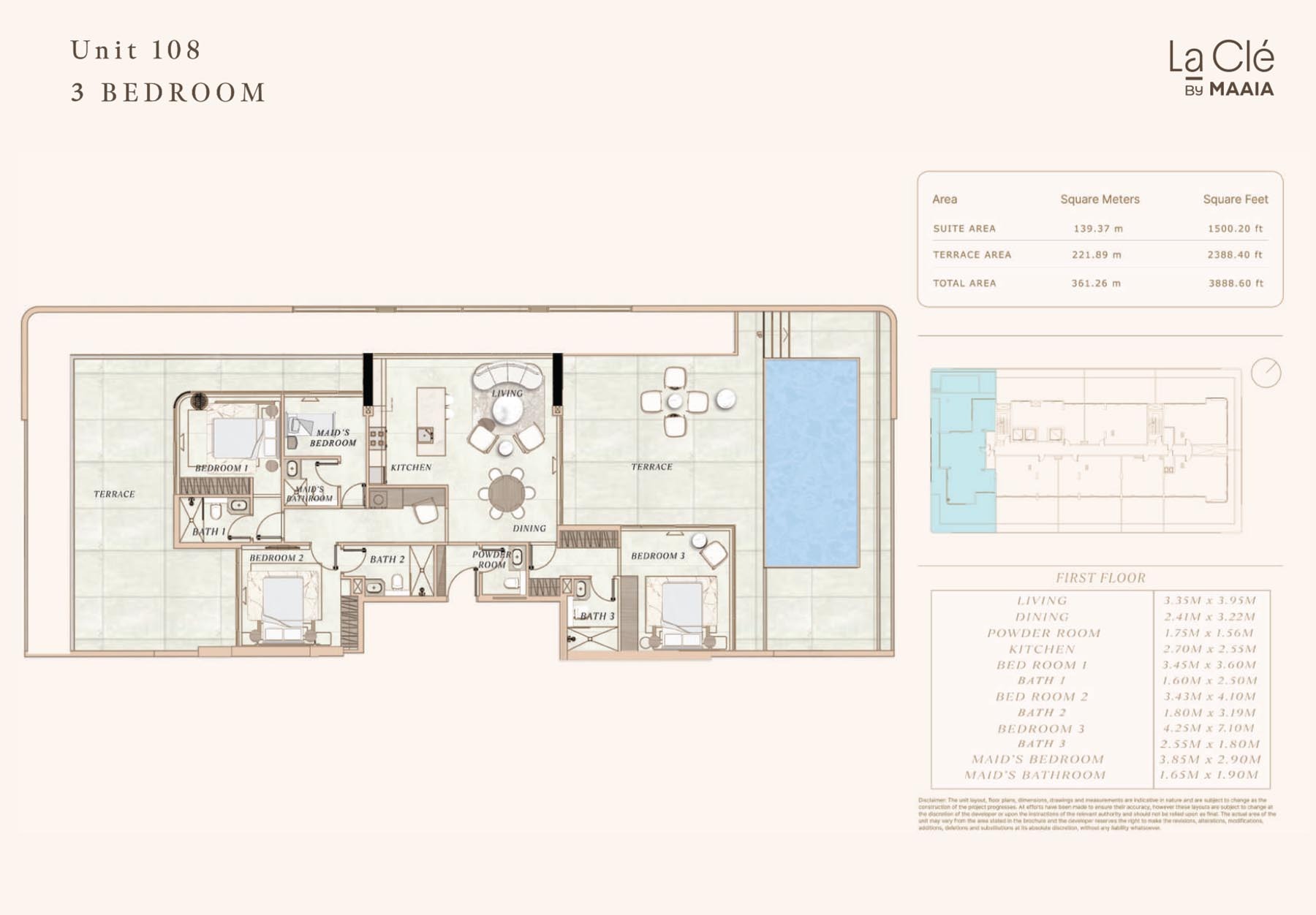3 Beds 3889 Sq. Ft. Apartment in Maaia La Cle