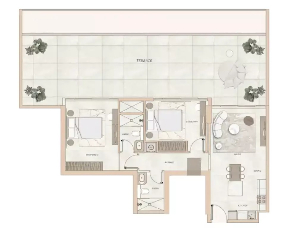 Maaia La Vue 2 Beds Layout