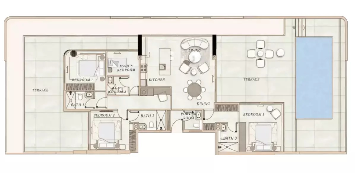Maaia La Vue 3 Beds Layout
