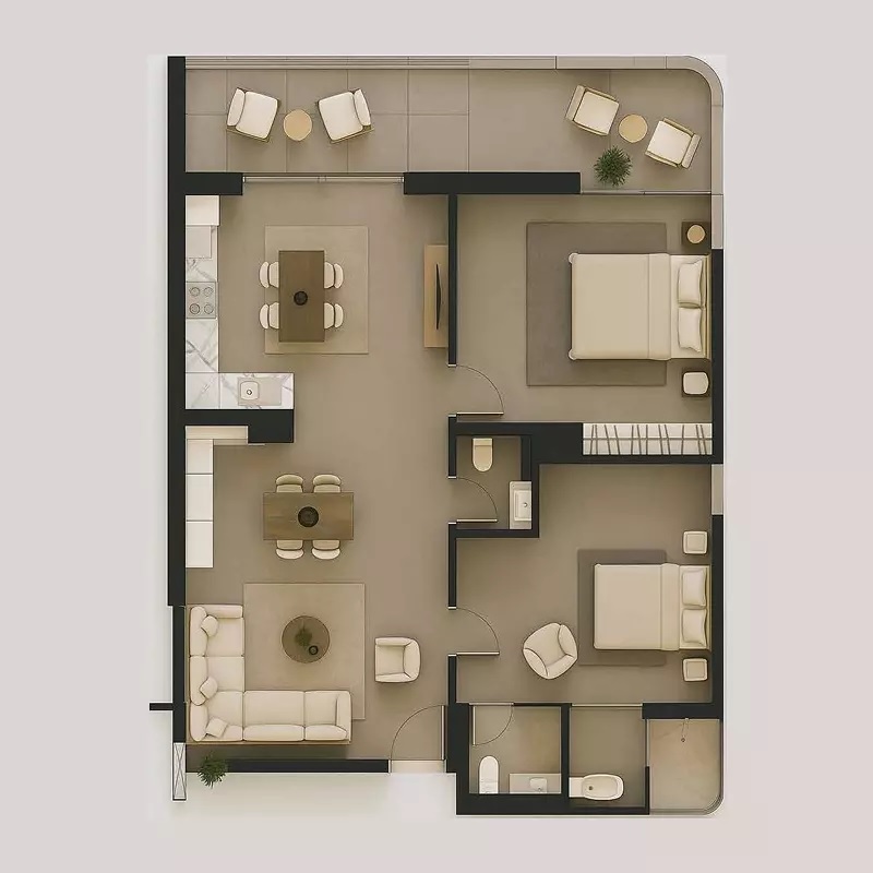 Maak Residence 2 Beds Layout