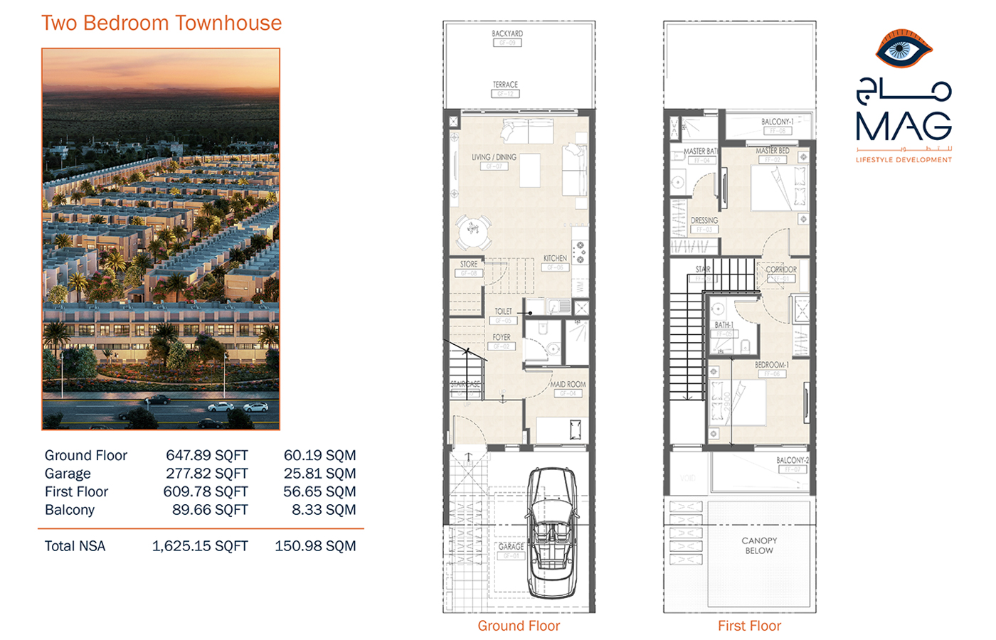 MAG Eye Townhouses 2 Beds Layout