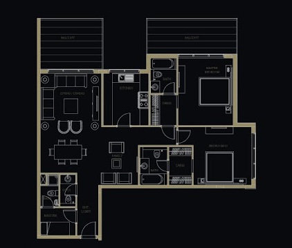 Mag Polo Residence 2 Beds Layout