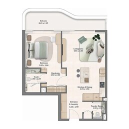 1 Bed 844 Sq. Ft. Apartment in Main Flow Residences
