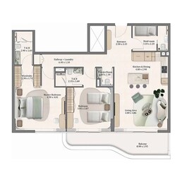 2 Beds 1343 Sq. Ft. Apartment in Main Flow Residences
