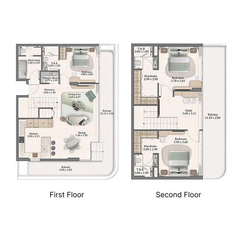 Main Flow Residences 3 Beds Layout
