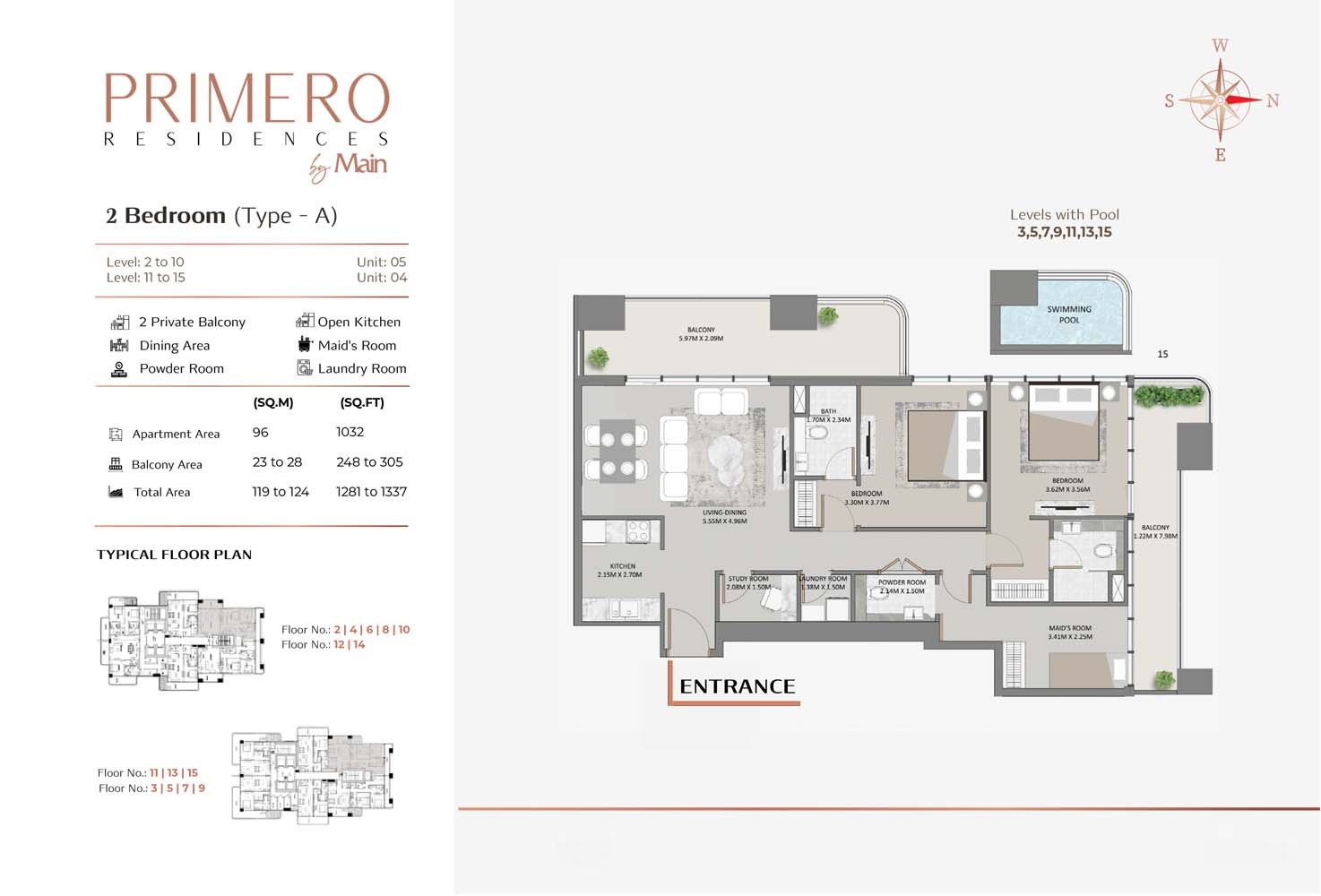 Main Primero Residences 2 Beds Layout