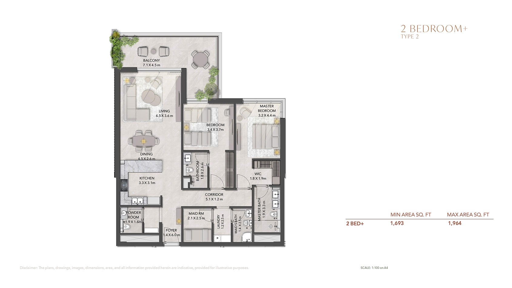 Majid Al Serra 2 Beds Layout
