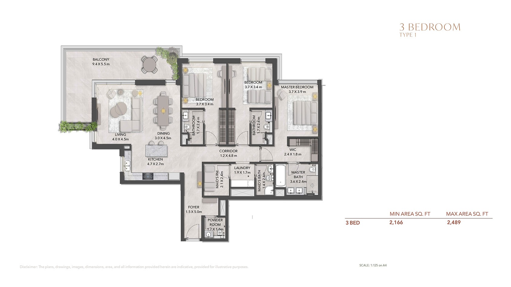 Majid Al Serra 3 Beds Layout