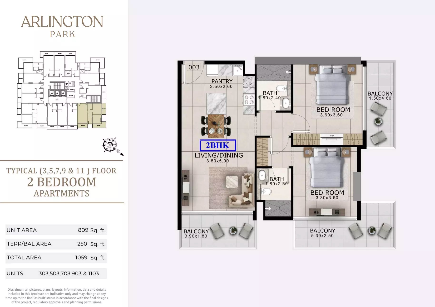 Majid Arlington Park 2 Beds Layout