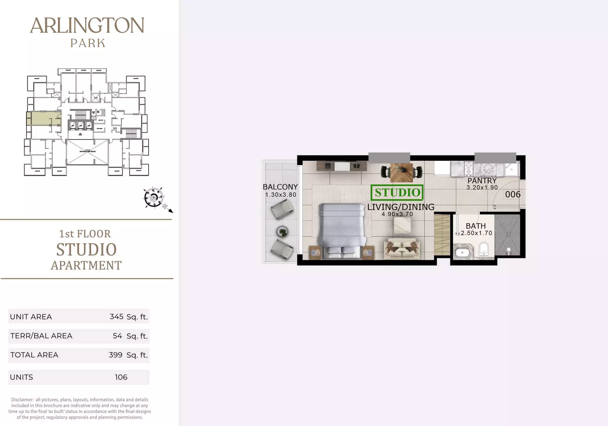 Majid Arlington Park Studio Layout