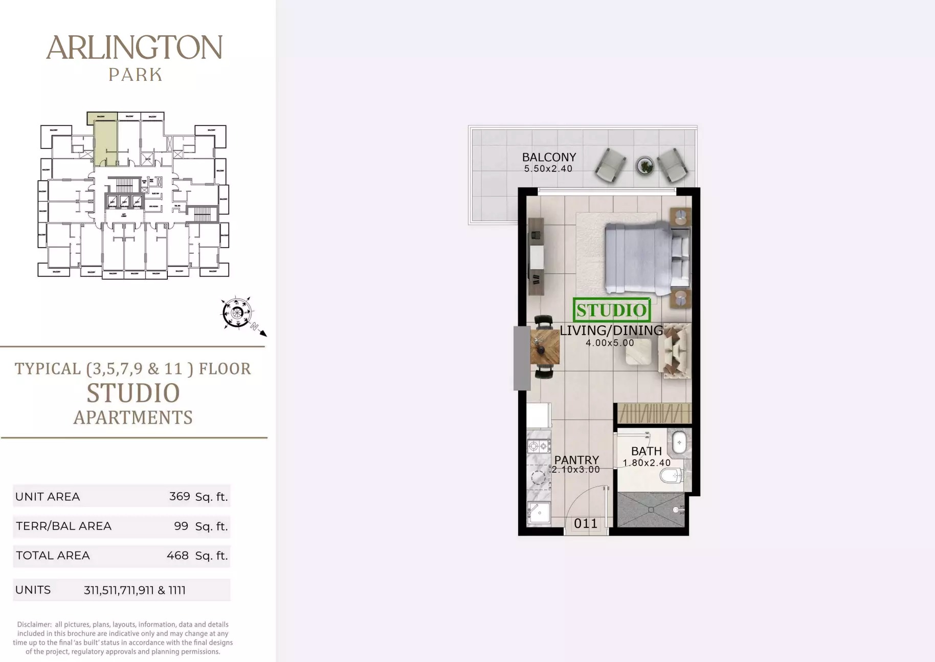 Majid Arlington Park Studio Layout