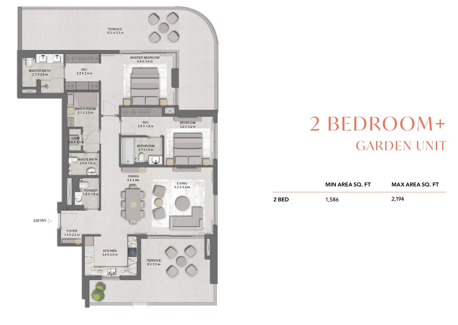 2 Beds 2194 Sq. Ft. Apartment in Majid Distrikt