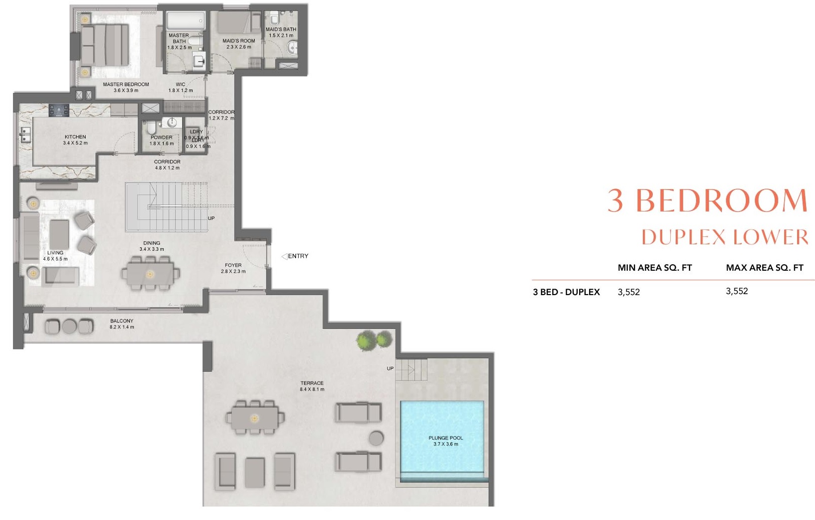 3 Beds 3552 Sq. Ft. Apartment in Majid Distrikt