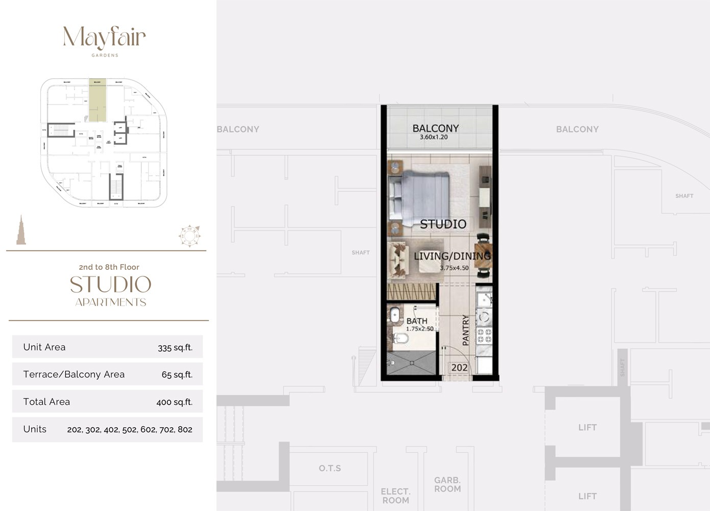Majid Mayfair Gardens Studio Layout